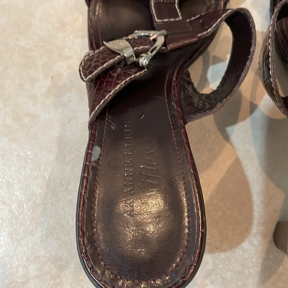 Anne Klein Zeek Women’s Leather Slide Sandal Slip On Size 9.5 M